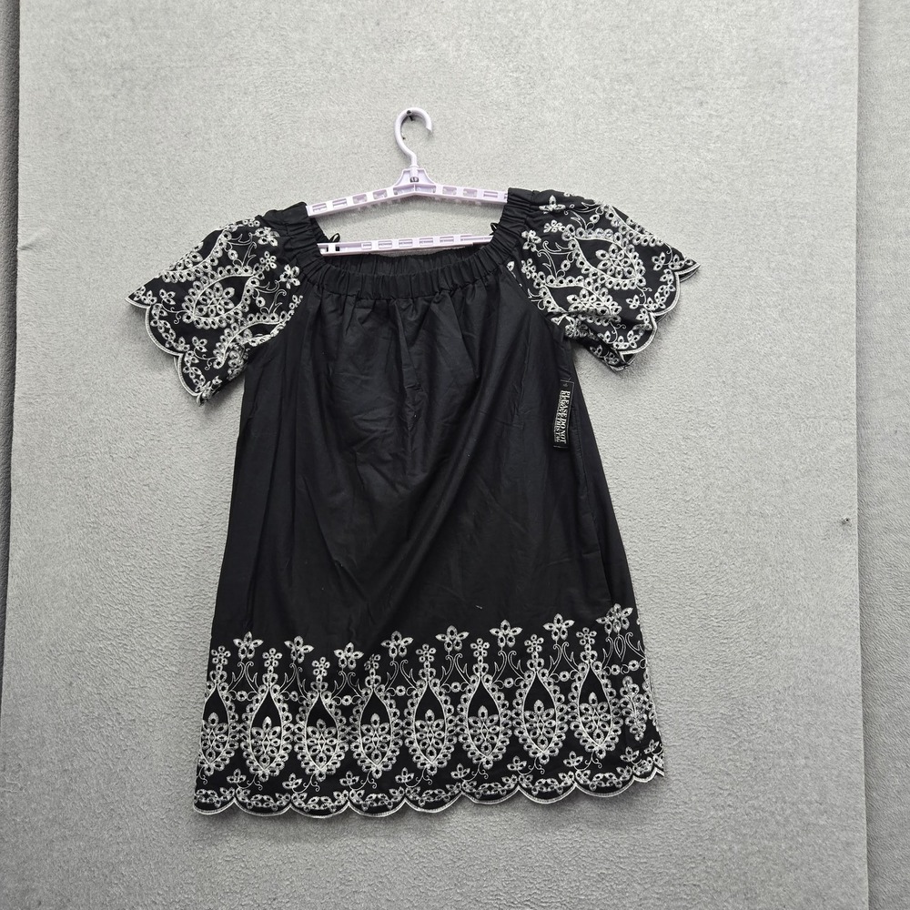 New York & Company Women Dress L Black Embroidered Floral Grunge Witchy NWT
